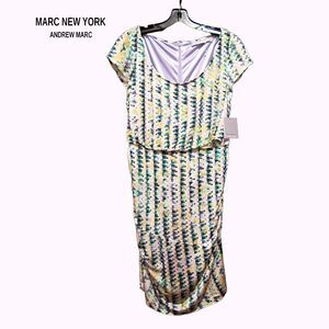 Marc New York Andrew Marc Abstract Waterfall Back Dress 12 NWT